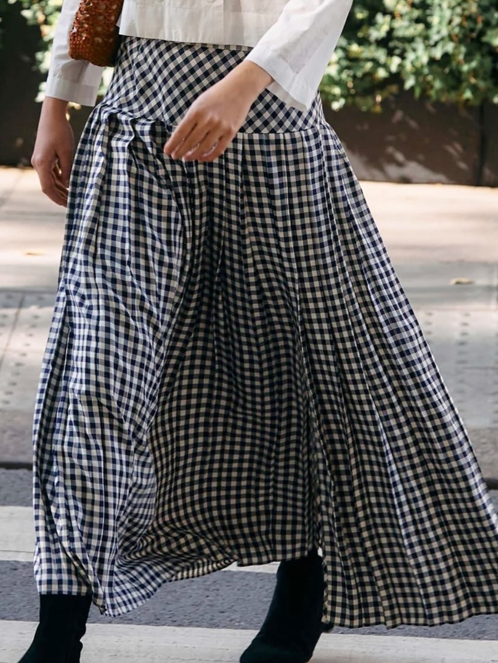 Rixo Tina Navy Gingham Midi Skirt XL - Picture 1 of 16